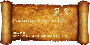 Paulnics Krisztián névjegykártya